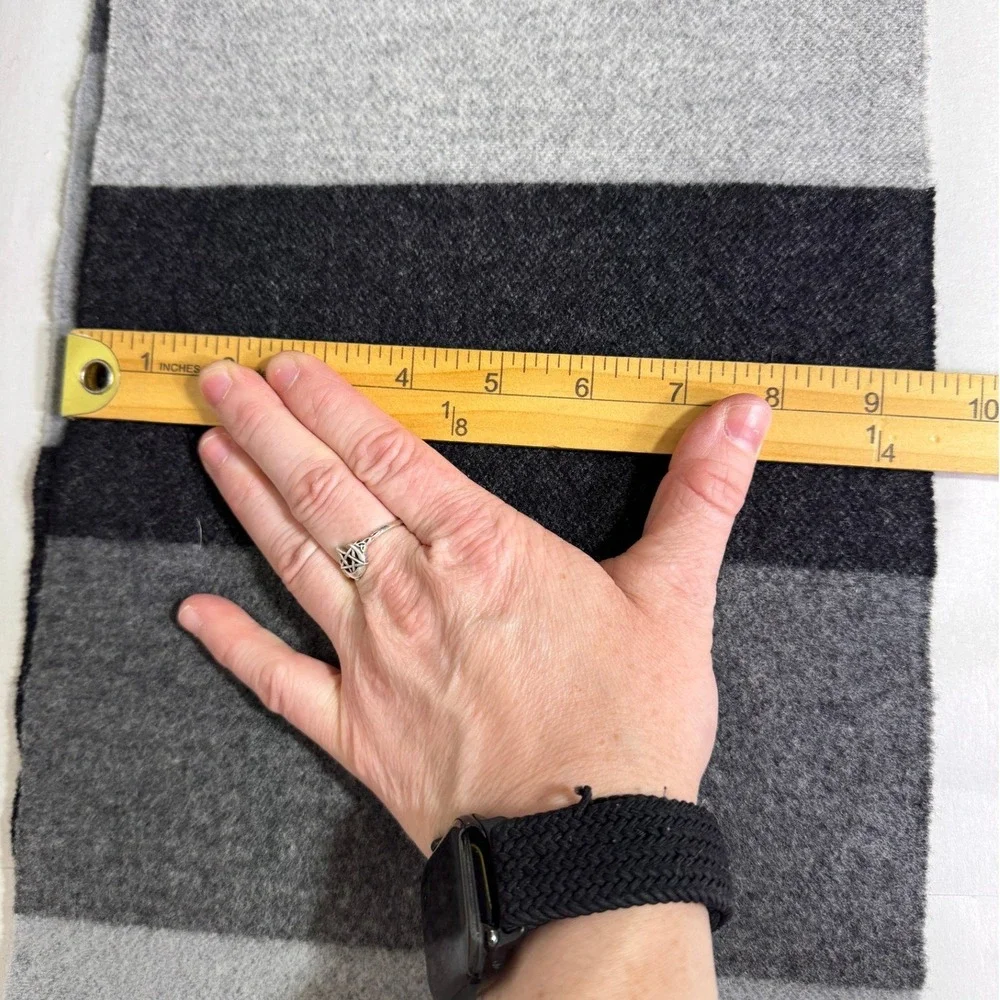 Express Wool Cashmere Scarf Made Scotland Gray Colorblock Preppy Dark Academia